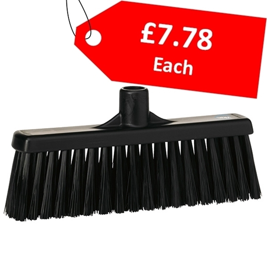 Picture of Straight Neck Broom Head Medium Bristles 310MM BLACK - CLEARANCE SALE