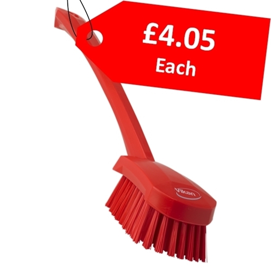 Picture of Washing Brush with Long Handle with Hard Bristles 415MM RED - CLEARANCE SALE