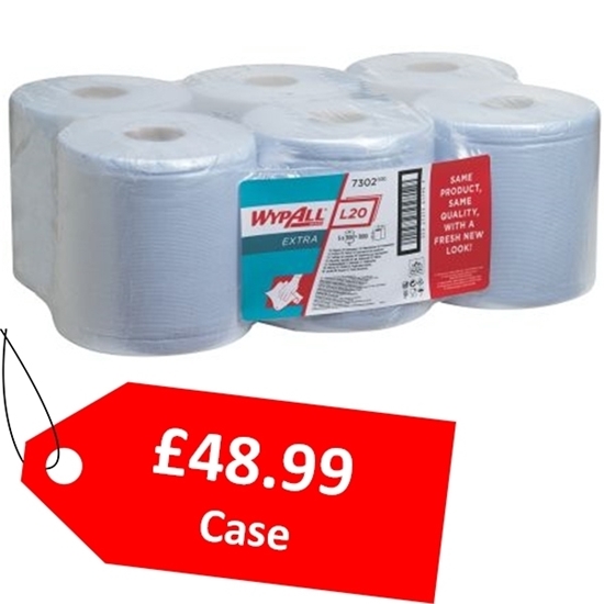 Picture of Wypall 7302 Industrial Wiping Paper L20 Centrefeed 2 ply Blue - CLEARANCE SALE