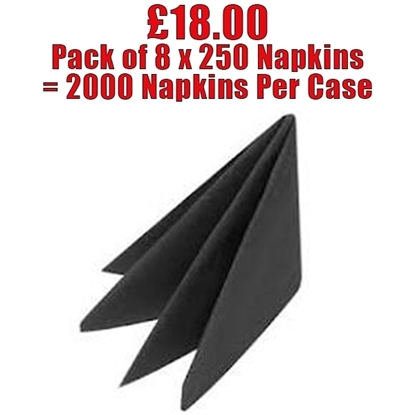 Picture of Swantex Black Cocktail Napkin 25cm 2 ply - CLEARANCE SALE