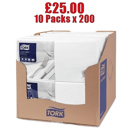Picture of Tork Lunch Napkin 2 Ply White - CLEARANCE SALE