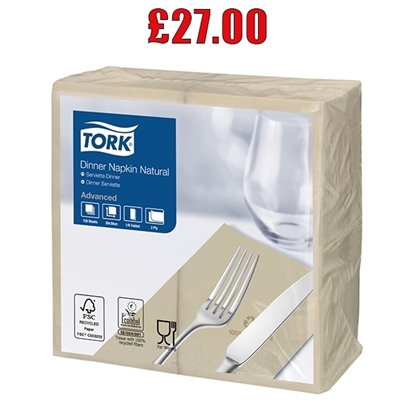 Picture of Tork Natural Environmental Print Dinner Napkin 1/8 Folded - CLEARANCE SALE