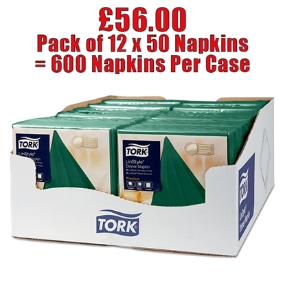 Picture of Tork Premium LinStyle Moutain Pine Green Dinner Napkin 1/4 Folded 1 Ply - CLEARANCE SALE