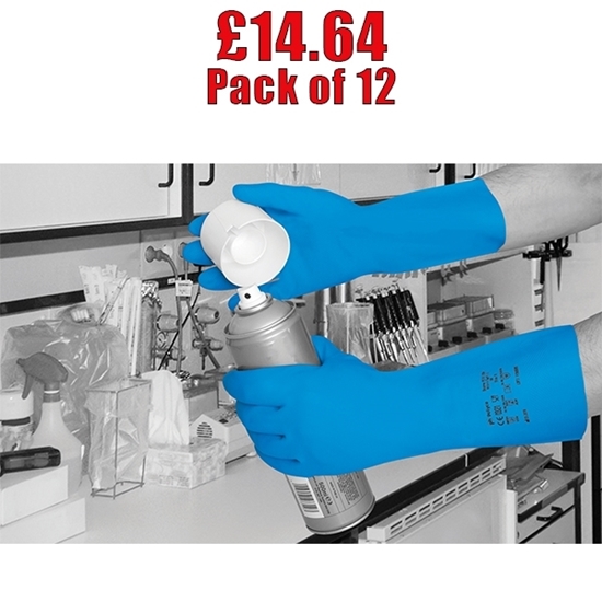 Picture of Nitri-Tech Blue Nitrile Glove Medium Flock Lined - CLEARANCE SALE