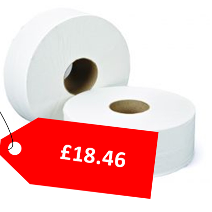 Picture of Reserva Jumbo Toilet Roll JT83SW 400m 2 Ply- White